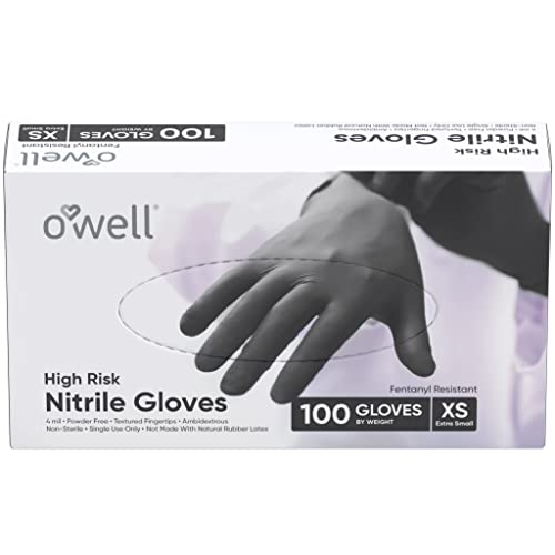 OWELL Black Disposable Nitrile Gloves, 100 Ct | LARGE | Disposable...