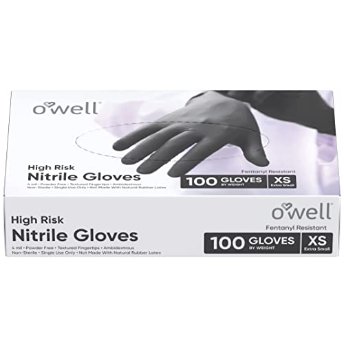 OWELL Black Disposable Nitrile Gloves, 100 Ct | LARGE | Disposable...