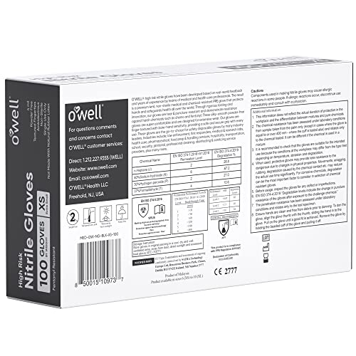 OWELL Black Disposable Nitrile Gloves, 100 Ct | LARGE | Disposable...