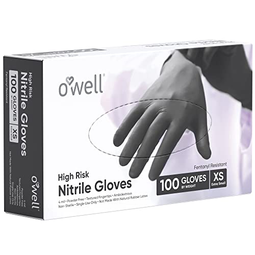 OWELL Black Disposable Nitrile Gloves, 100 Ct | LARGE | Disposable...