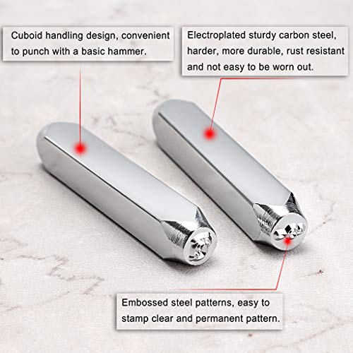OwnMy 12 Pcs 6mm 1/4 Metal Stamp Jewelry Stamps with Box, Metal S...