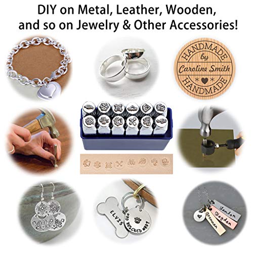 OwnMy 12 Pcs 6mm 1/4 Metal Stamp Jewelry Stamps with Box, Metal S...