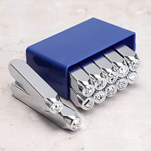 OwnMy 12 Pcs 6mm 1/4 Metal Stamp Jewelry Stamps with Box, Metal S...