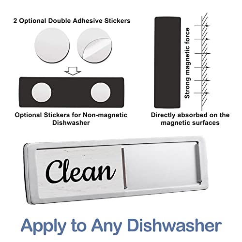 Dishwasher Magnet Clean Dirty Sign, Farmhouse Rustic Wood Design B...