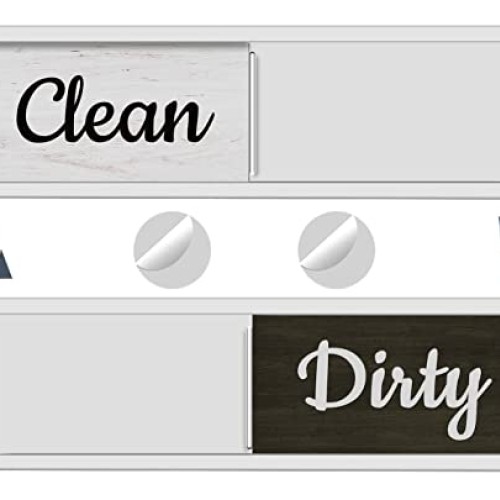 Dishwasher Magnet Clean Dirty Sign, Farmhouse Rustic Wood Design B...