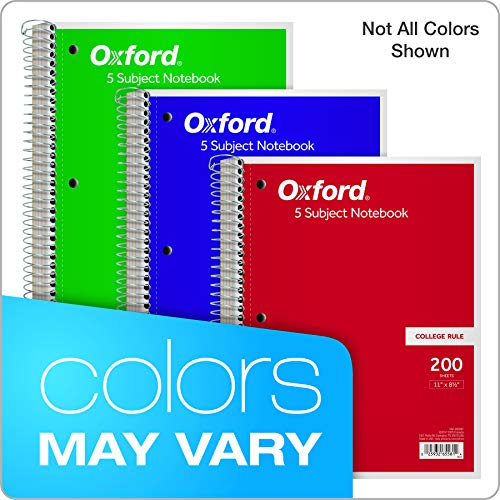 Oxford 5-Subject Notebook, 8-1/2 x 11, College Rule, 200 Sheets,...
