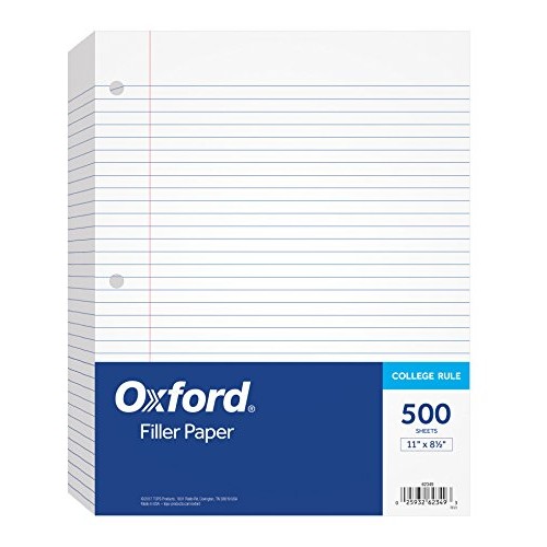 Oxford Filler Paper, 8-1/2 x 11, College Rule, 3-Hole Punched, L...