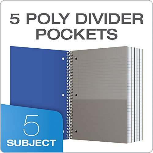 Oxford Spiral Notebooks, 5 Subject, College Ruled Paper, Durable P...