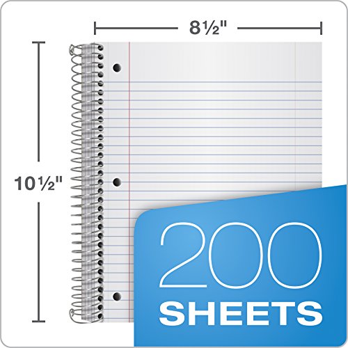 Oxford Spiral Notebooks, 5-Subject, Wide Ruled Paper, Durable Plas...