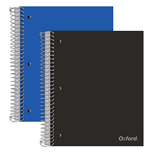 Oxford Spiral Notebooks, 5-Subject, Wide Ruled Paper, Durable Plas...