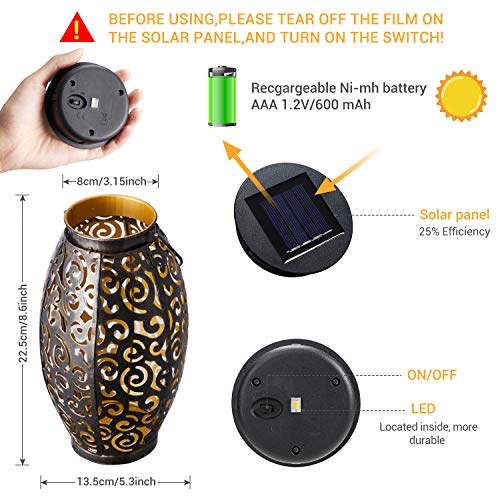 2 Pack Solar Lanterns, OxyLED Christmas Solar Garden Lights Outdoo...