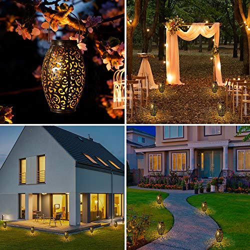 2 Pack Solar Lanterns, OxyLED Christmas Solar Garden Lights Outdoo...