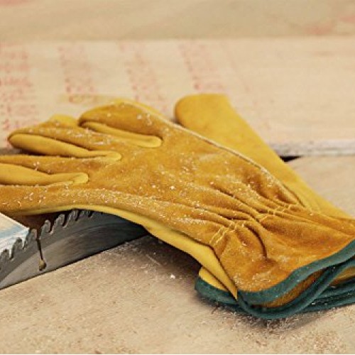 OZERO Leather Work Gloves, Genuine Cowhide Construction Glove with...
