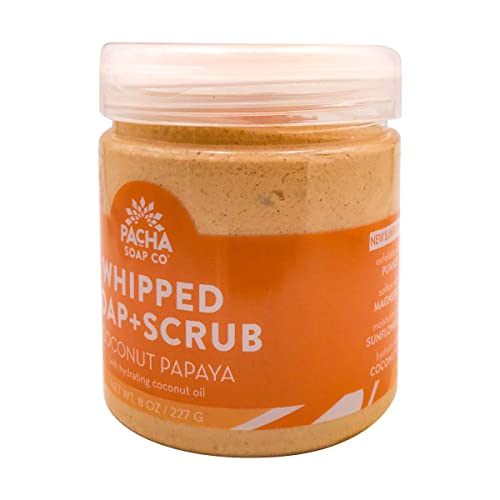 PACHA SOAP Coconut Papaya Whipped Soap Scrub, 8 OZ