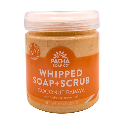 PACHA SOAP Coconut Papaya Whipped Soap Scrub, 8 OZ