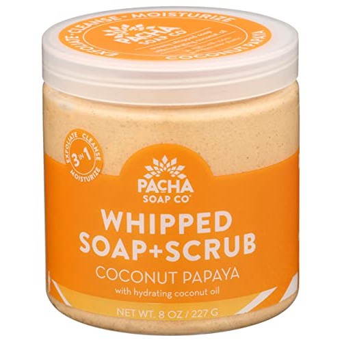 PACHA SOAP Coconut Papaya Whipped Soap Scrub, 8 OZ