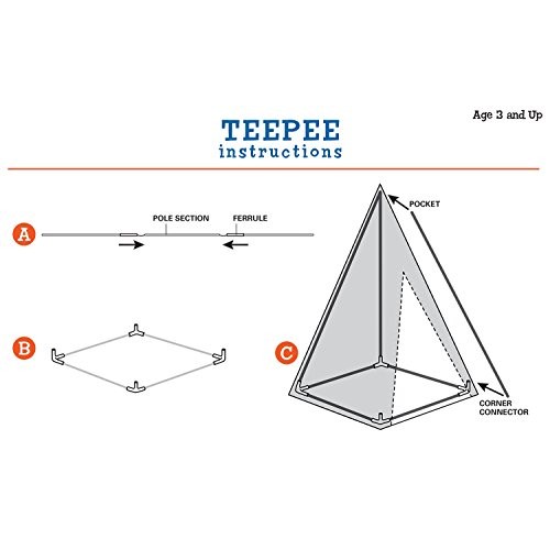 Pacific Play Tents Kids Santé Fe Giant Teepee Tent - 36 x 36 x 67