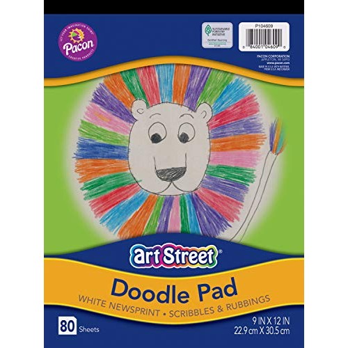 Pacon Art Street Doodle Pad, White, 9 x 12, 80 Sheets