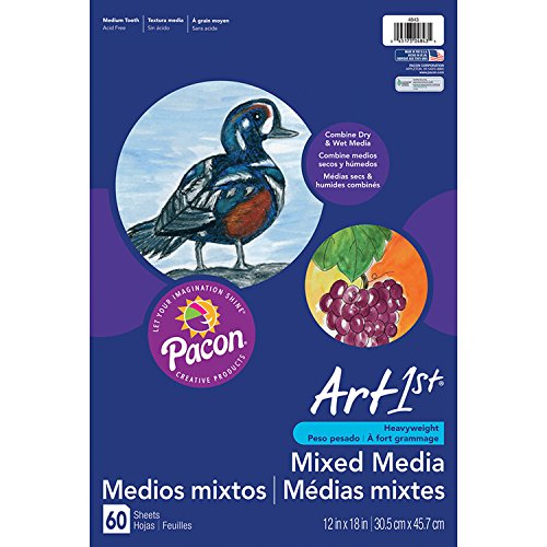 Pacon PAC4843 Art1st Mixed Media Art Paper, 12 x 18, White, 60 S...