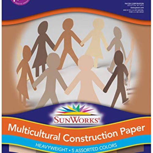 Pacon SunWorks 9512 Multicultural Construction Paper, 12 x 18, 5...