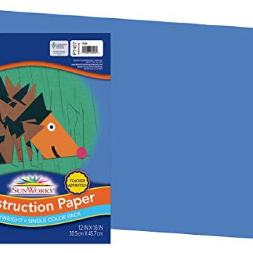 SunWorks Construction Paper, Blue, 12 x 18, 50 Sheets