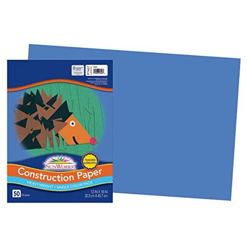 SunWorks Construction Paper, Blue, 12 x 18, 50 Sheets