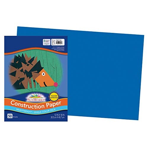SunWorks Construction Paper, Bright Blue, 12 x 18, 50 Sheets