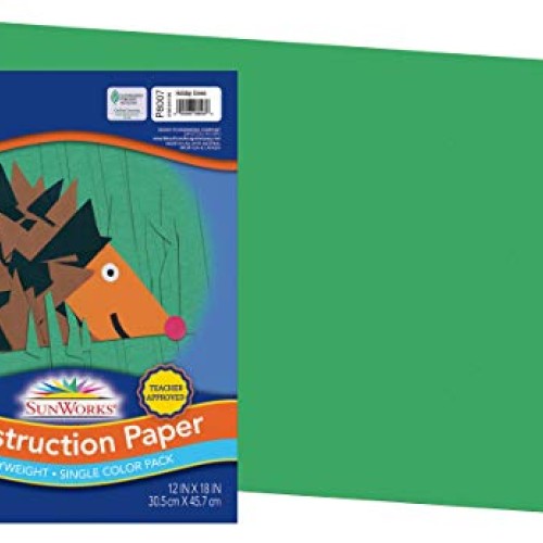 SunWorks Construction Paper, Holiday Green, 12 x 18, 50 Sheets