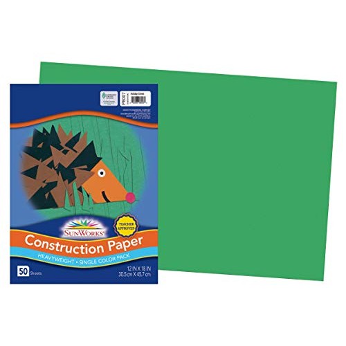 SunWorks Construction Paper, Holiday Green, 12 x 18, 50 Sheets