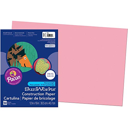 SunWorks Construction Paper, Pink, 12 x 18, 50 Sheets