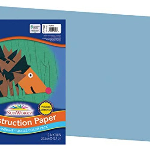 SunWorks Construction Paper, Sky Blue, 12 x 18, 50 Sheets