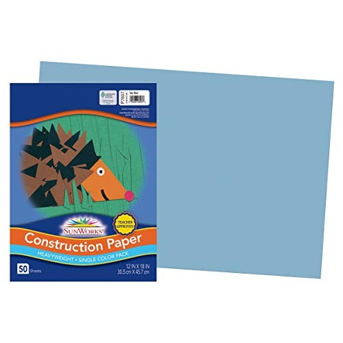 SunWorks Construction Paper, Sky Blue, 12 x 18, 50 Sheets