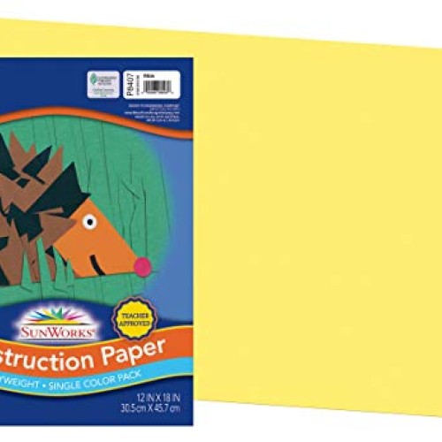 SunWorks Construction Paper, Yellow, 12 x 18, 50 Sheets