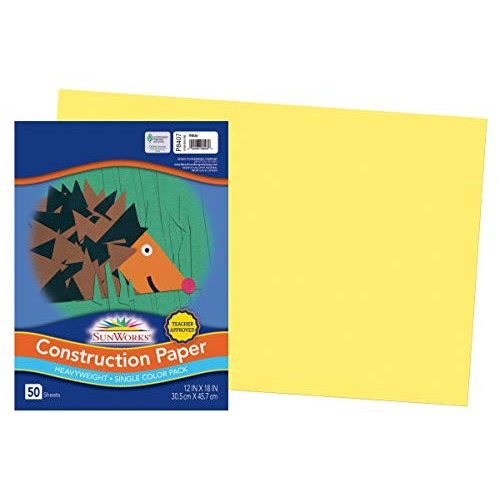 SunWorks Construction Paper, Yellow, 12 x 18, 50 Sheets