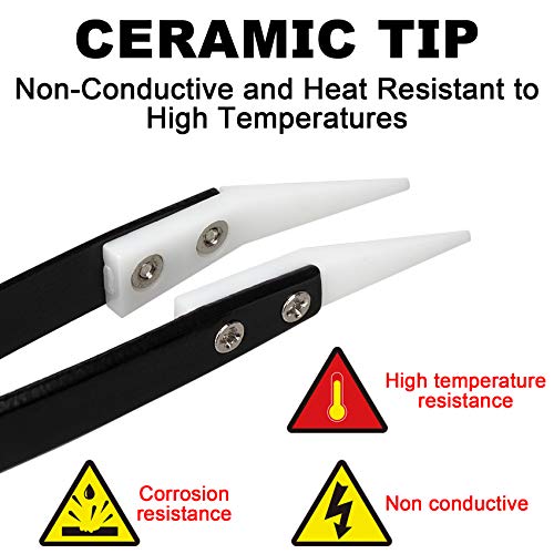 PAGOW Ceramic Tweezers, Highly Heat Resistant Non-Conductive Anti-...