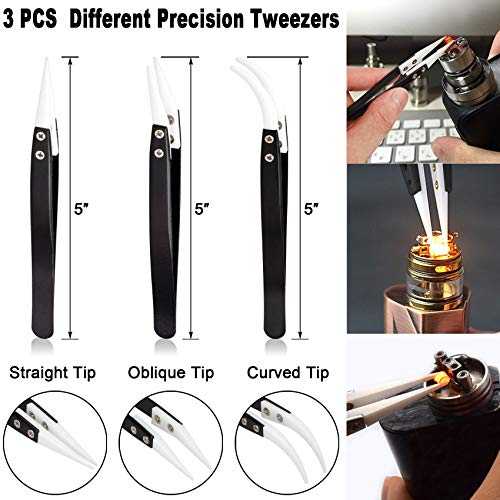 PAGOW Ceramic Tweezers, Highly Heat Resistant Non-Conductive Anti-...