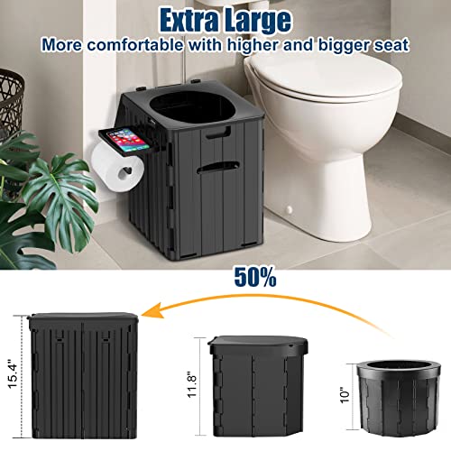XL Portable Toilet for Adults, Extra Large 15.4H Foldable Camping...