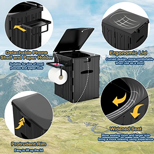 XL Portable Toilet for Adults, Extra Large 15.4H Foldable Camping...