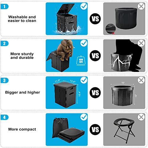 XL Portable Toilet for Adults, Extra Large 15.4H Foldable Camping...