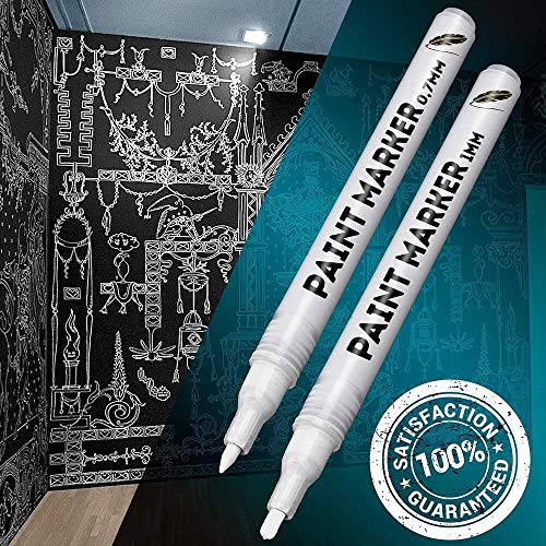 White Paint Markers, 6 Pack 2 Point Sizes 1mm and 0.7mm, Water-Bas...