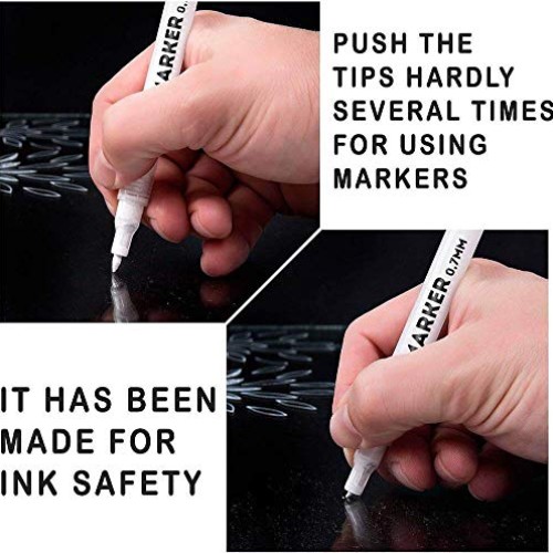 White Paint Markers, 6 Pack 2 Point Sizes 1mm and 0.7mm, Water-Bas...