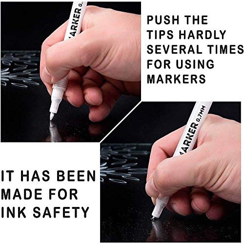 White Paint Markers, 6 Pack 2 Point Sizes 1mm and 0.7mm, Water-Bas...
