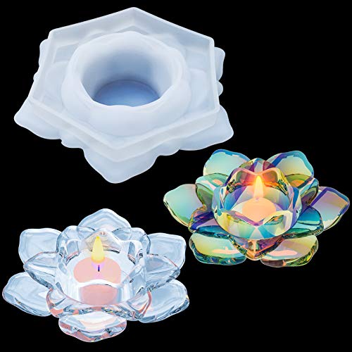 Palksky Lotus Tealight Candles Holders Resin Mold, Flower Candlest...