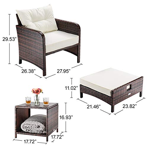 PAMAPIC 5 Pieces Wicker Patio Furniture Set Outdoor Patio Chairs w...