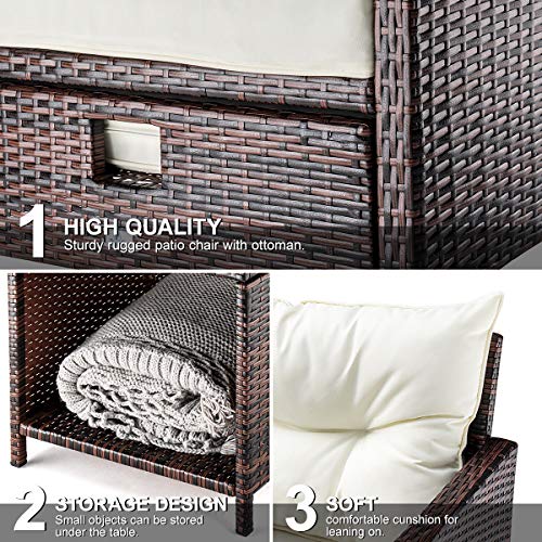 PAMAPIC 5 Pieces Wicker Patio Furniture Set Outdoor Patio Chairs w...
