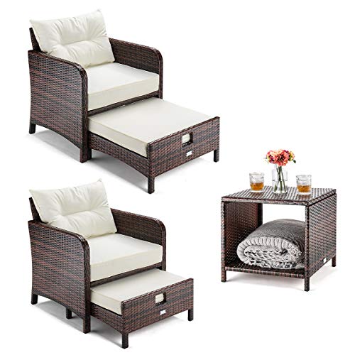 PAMAPIC 5 Pieces Wicker Patio Furniture Set Outdoor Patio Chairs w...