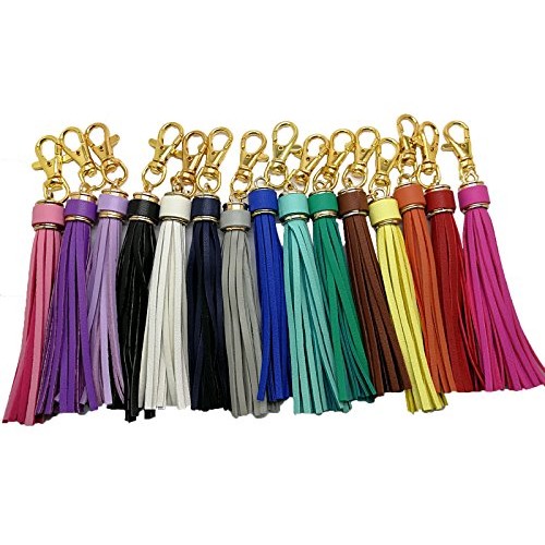 5.9 15pcs PU Leather Tassel with Lobster Swivel, Keychain for Ha...