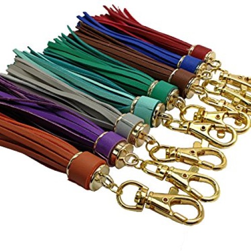 5.9 15pcs PU Leather Tassel with Lobster Swivel, Keychain for Ha...