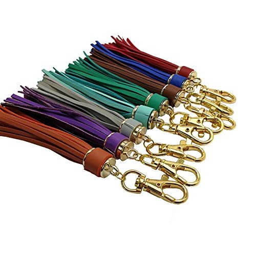 5.9 15pcs PU Leather Tassel with Lobster Swivel, Keychain for Ha...