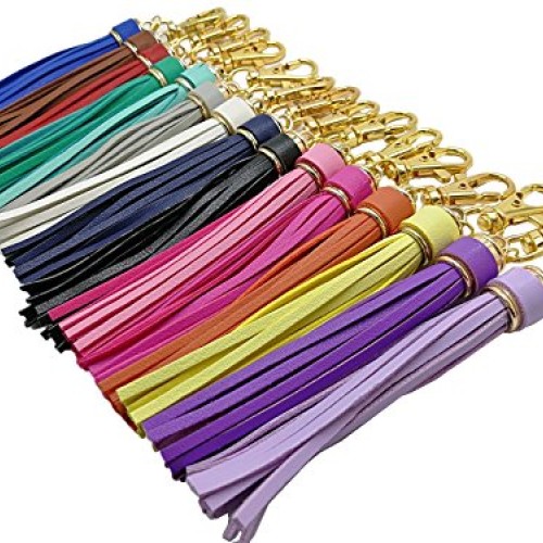 5.9 15pcs PU Leather Tassel with Lobster Swivel, Keychain for Ha...